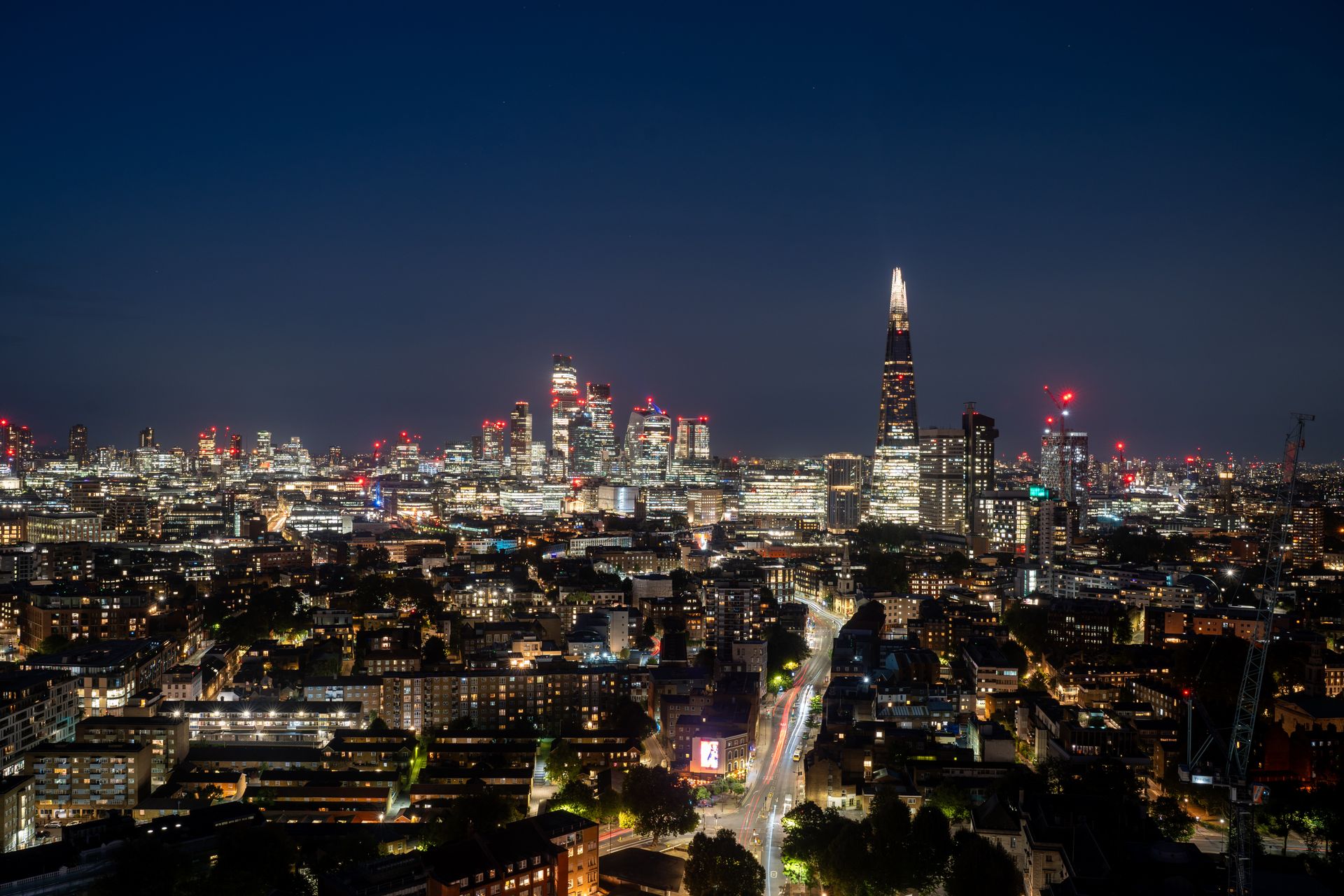 City at night from above
