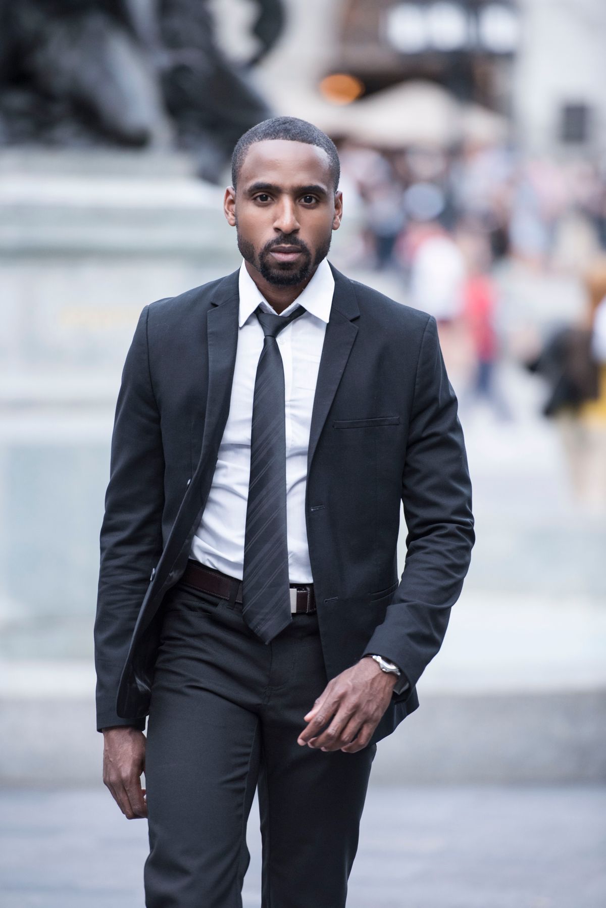 Executive walking through the city